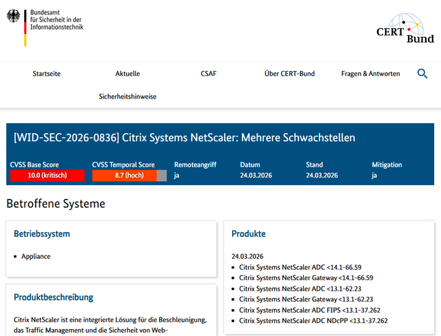 CERT-Bund Warnung Citrix