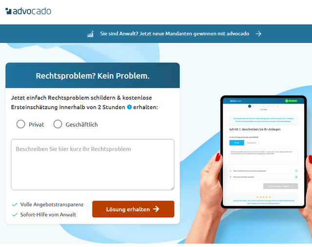 Plattform advocado.de
