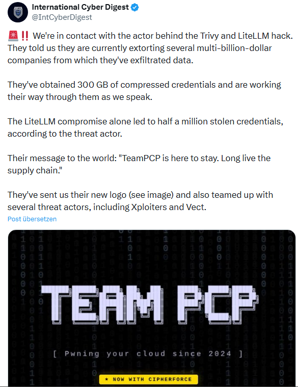 TeamPCP Meldung