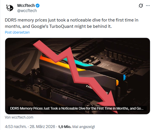 Preisverfall bei DDR5-Speichern
