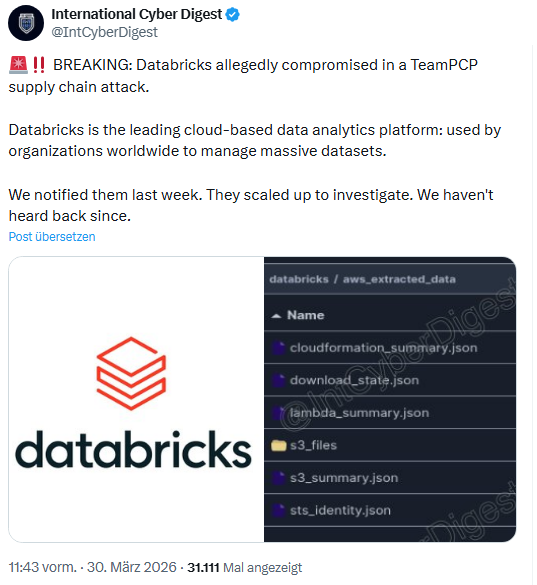 Databricks Opfer von TeamPCP Databricks Opfer von TeamPCP