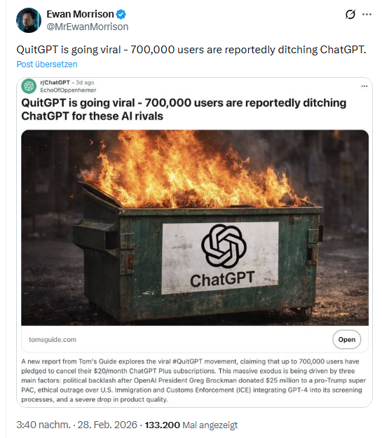 Die Hütte brennt bei ChatGPT