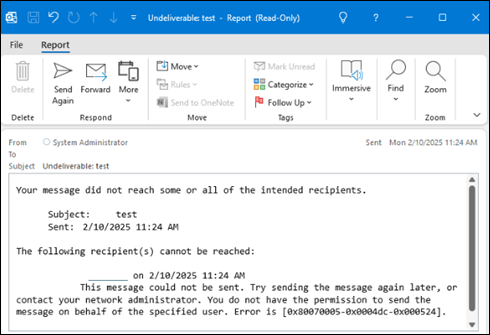 NDR-Meldung in Outlook