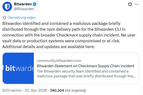 Bitwarden Stellungnahme zum Hack