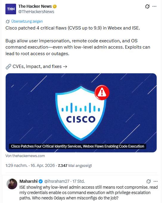 Cisco Schwachstelle in Webex und ISE