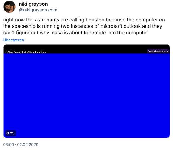 Outlook-Problem auf Artemis II-Mission