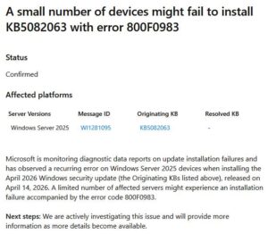 Windows Server 2025 Update KB5082063: Error 0x80073712 due to Media ...