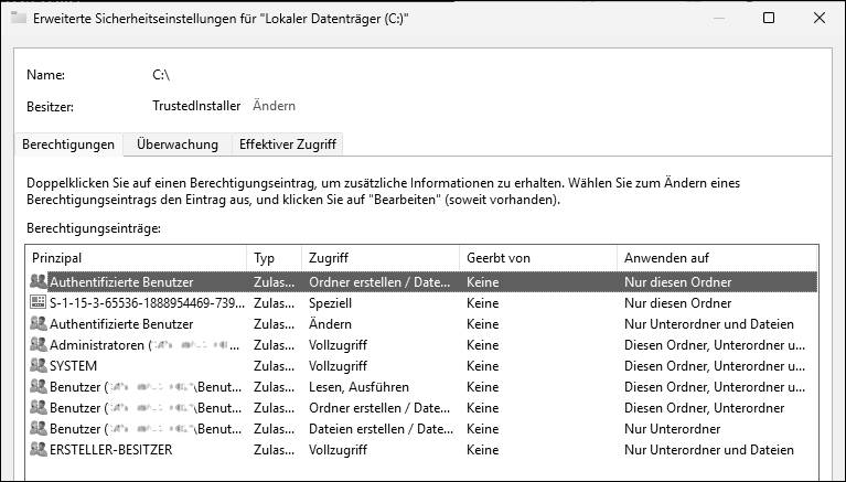 Windows Server2025: Korrigierte NTFS-Berechtigungen
