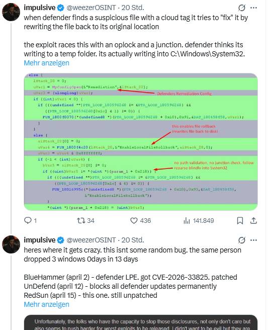 Windows-Defender RedSun 0-day