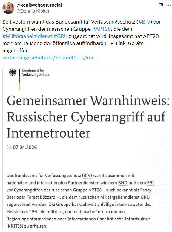 BfV warnt vor Angriffen