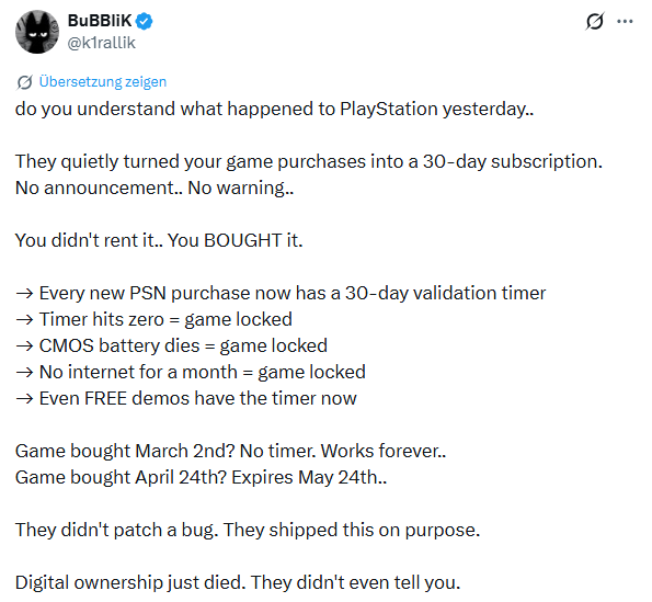 Sony PlayStation Lizenz-Validierung
