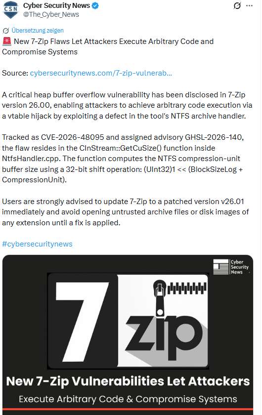 7-Zip v26.0 Schwachstelle