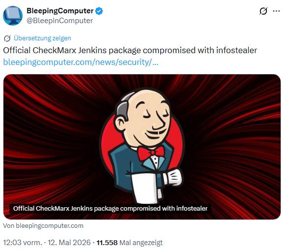 Checkmarks Warnung vor infiziertem Jenkins-Paket