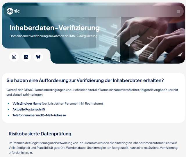 DENIC-Verifizierungsaufforderung