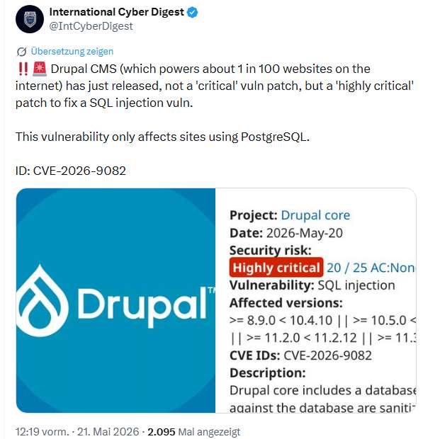 Drupal Schwachstelle
