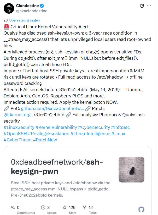 Linux ssh-keysign-pwn-Schwachstelle