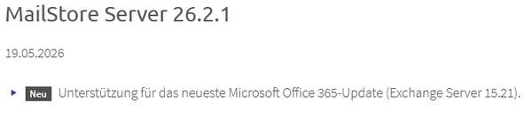 Mailstore Update