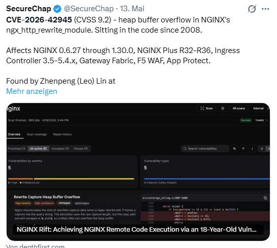 NGINX Schwachstelle CVE-2026-42945