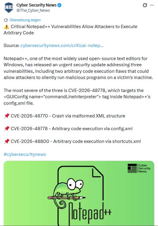 Notepad++ Schwachstellen