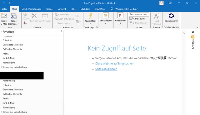 Outlook Fehlermeldung