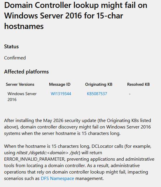 Windows Server 2016 KB5087537