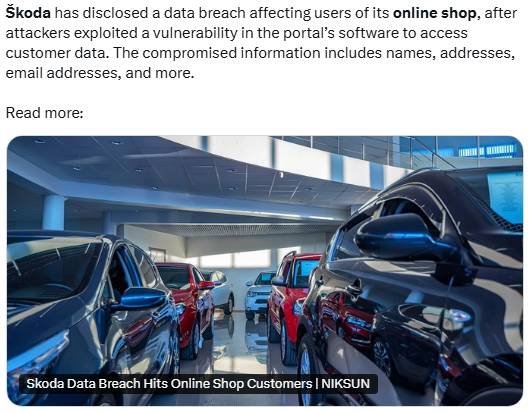 Skoda Online-Shop gehackt