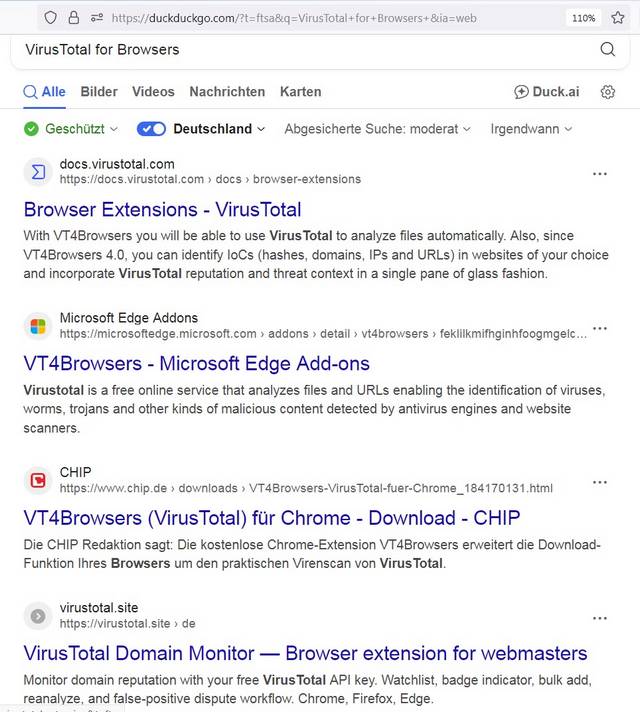 VirusTotal for Browsers