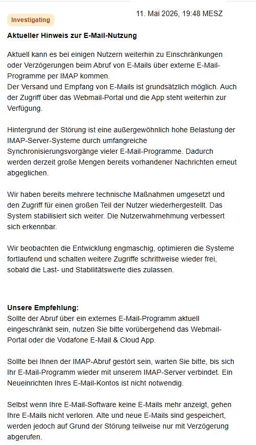 Vodafone-SMTP-Status 11.5.2026