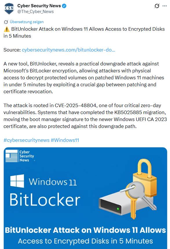 Windows 11: BitUnLocker-Angriff