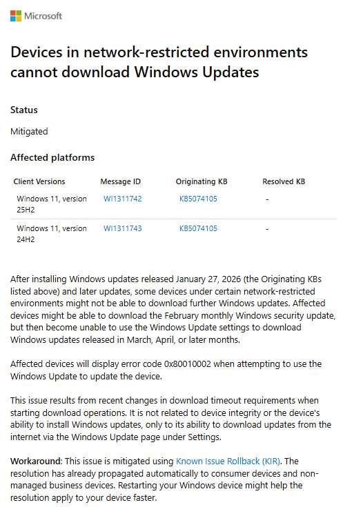 Windows 11 Update Error 0x80010002