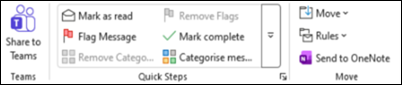 QuickSteps ausgegraut