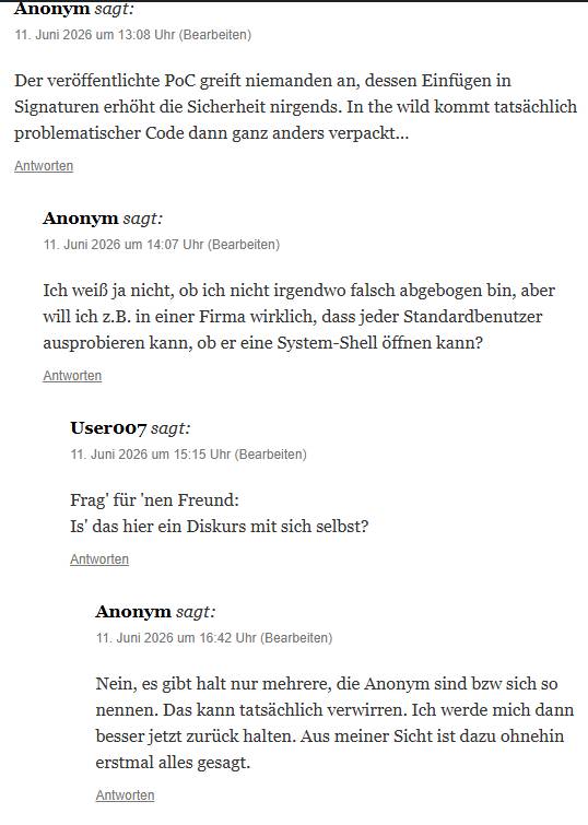 Anonyme Kommentare