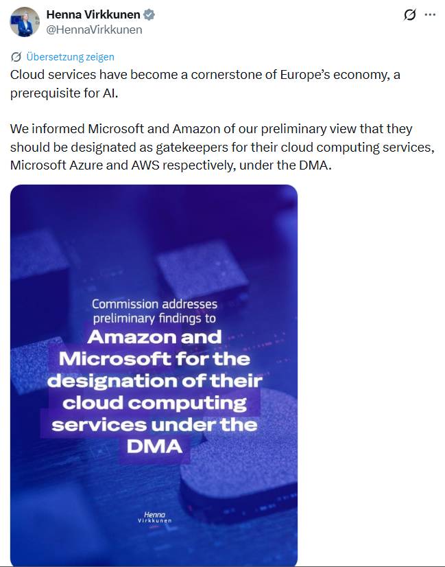 EU Amazon-Microsoft-Cloud-Gatekeeper