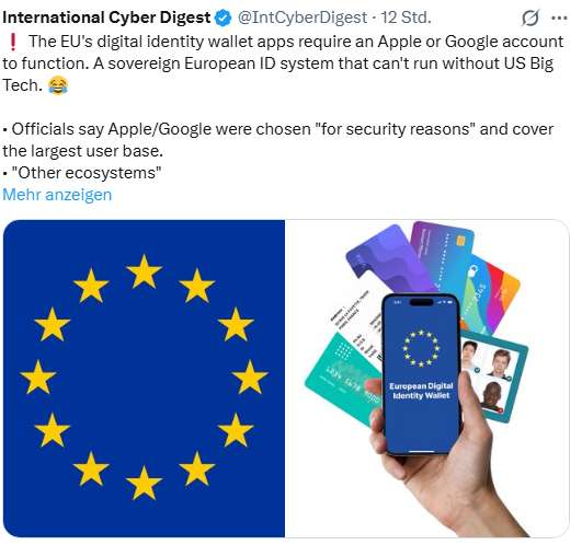 EUDI-Wallet mit Apple/Google-Konto