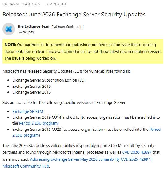 Exchange Server SU 6.2026