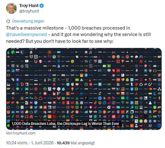 HIBP mit 1000. Datenleck