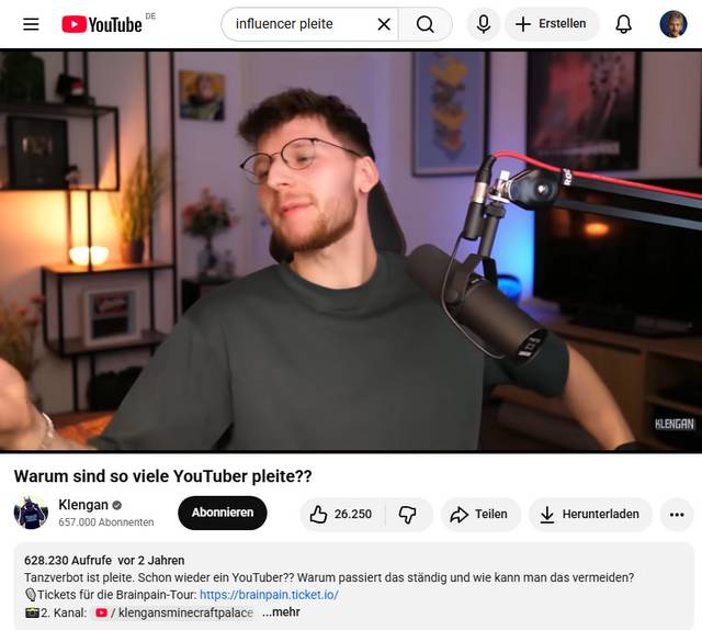Influencer Pleite