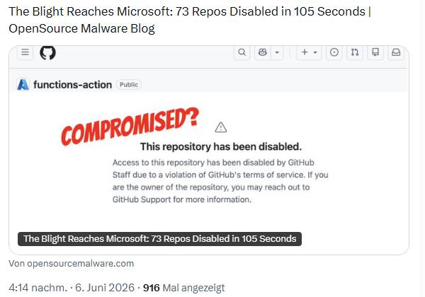 Microsoft GitHub-Repositieries kompromittiert
