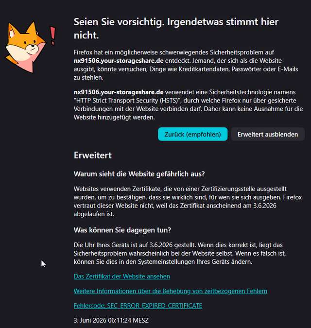 NextCloud-Zertifikatswarnung