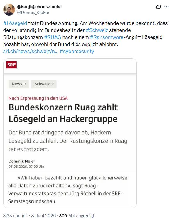 RUAG-Lösegeld