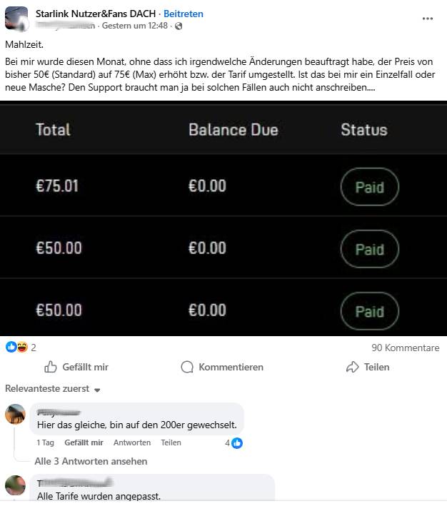 Starlink Preisanpassung