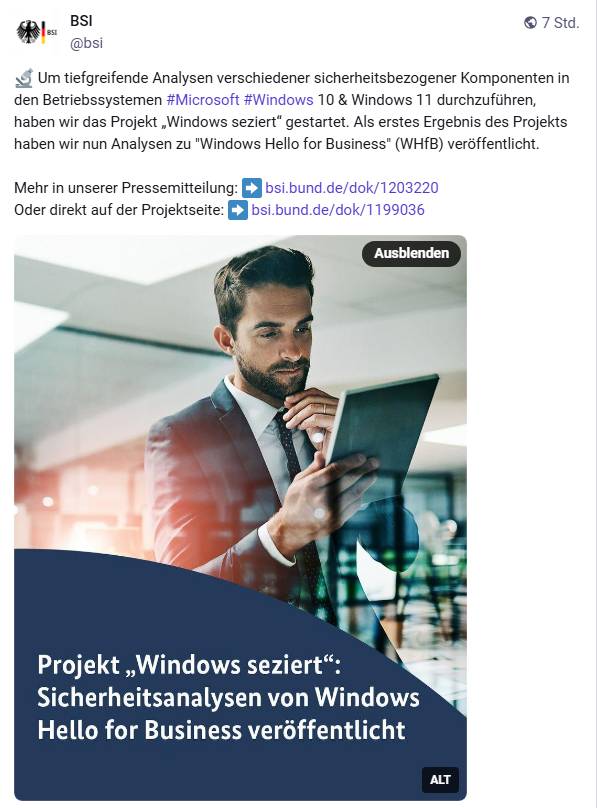 BSI Analyse Windows Hello for Business