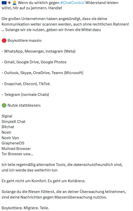 Chatkontrolle Gegenmaßnahmen