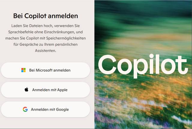 Copilot-Anmeldung