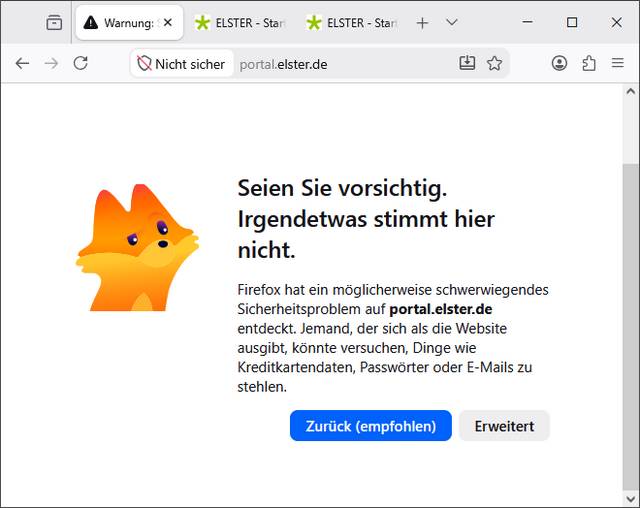 Elster-Portal: SSL-Fehler-Firefox