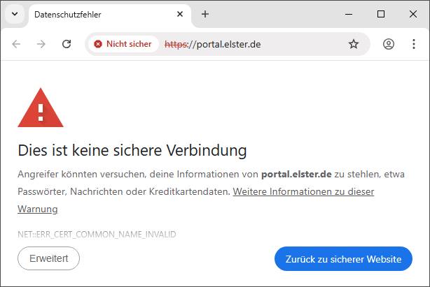 Elster-Portal SSL-Fehler