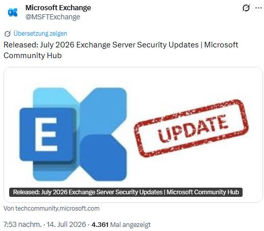 Exchange Juli 2026 Updates