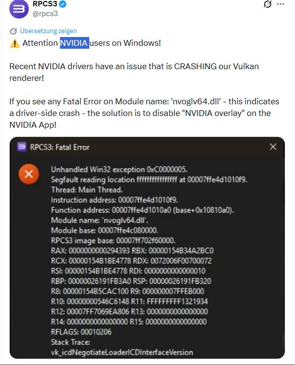 NVIDIA Error 0xC0000005
