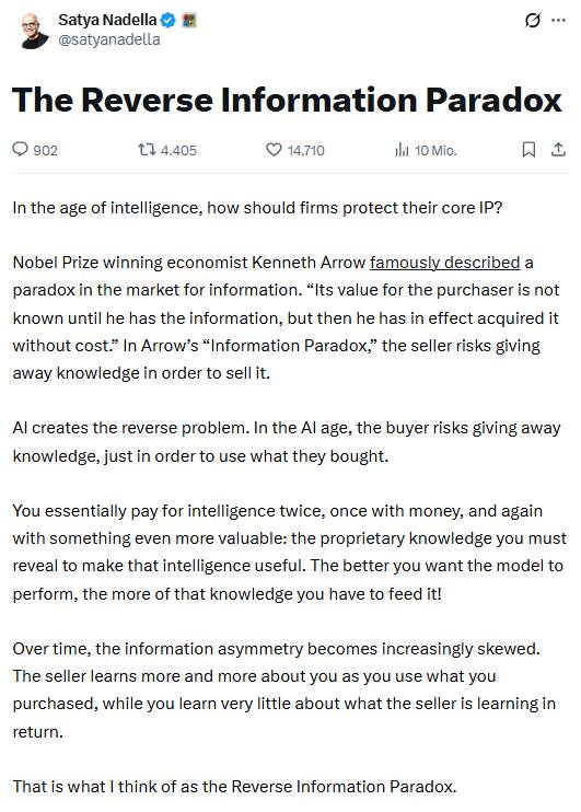 Nadella on AI-Reverse-Paradoxon